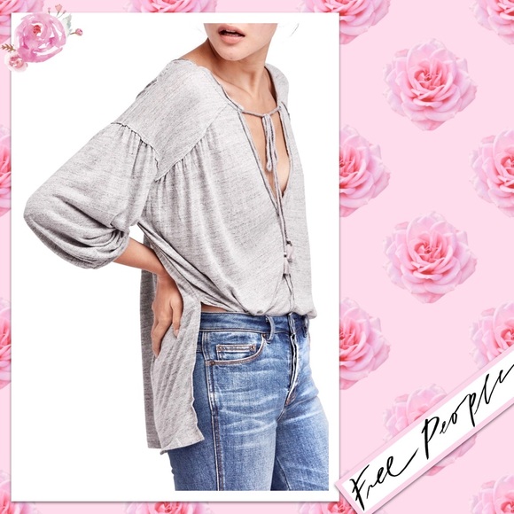 Free People We The Free Just A Henley in Grey Heather - Picture 8 of 11